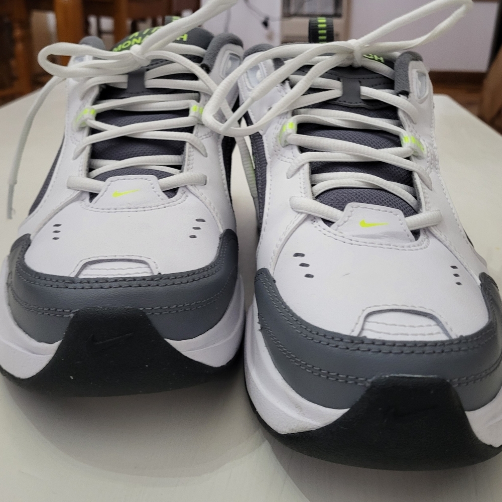 Nike Air Monarch IV Men's Shoes - White/Gray/Neon Green/ Size Men 10.5 - Picture 3 of 5